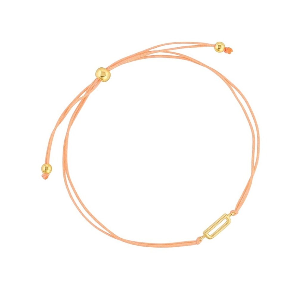 Gorjana New Alphabet Prism Bracelet Orange Cord with Gold Plated D Initial Charm